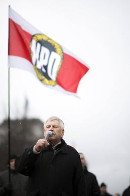Udo Voigt, NPD-Kundgebung DEU, Deutschland, Germany, Berlin, 03.02.2018 Rede von Udo Voigt, Mitglied des Europaeischen P-stock-foto