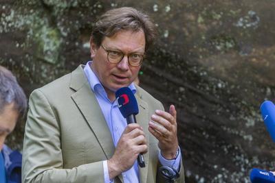 Pressetermin zur Wiedereröffnung der Edmundsklamm im Nationalpark Böhmische Schweiz-stock-foto