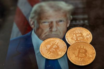Donald Trump und Bitcoin ? Einfluss der Kryptow?hrung auf die Politik-stock-foto