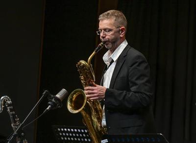 2025 - Konzertz des Upper Austrian Jazz Orchestra" mit dem Solisten Richard Galliano, am 18.07.2025.-stock-foto