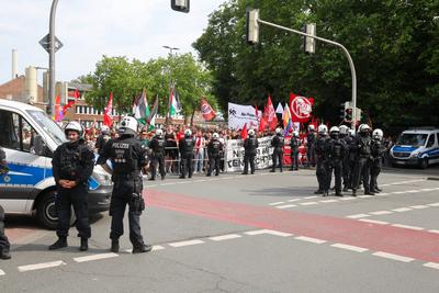 Demonstrationen in der Innenstadt von M?nster.-stock-foto