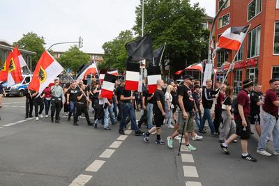 Demonstrationen in der Innenstadt von M?nster.-stock-foto