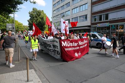 Demonstrationen in der Innenstadt von M?nster.-stock-foto
