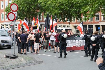 Demonstrationen in der Innenstadt von M?nster.-stock-foto
