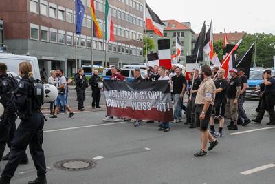 Demonstrationen in der Innenstadt von M?nster.-stock-foto