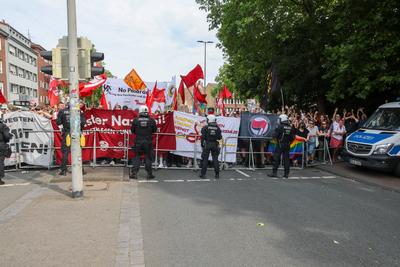 Demonstrationen in der Innenstadt von M?nster.-stock-foto