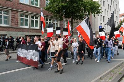 Demonstrationen in der Innenstadt von M?nster.-stock-foto