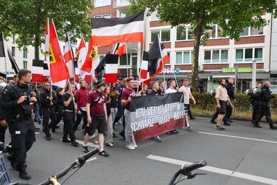 Demonstrationen in der Innenstadt von M?nster.-stock-foto