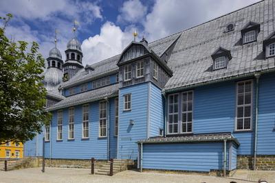 Marktkirche zum Heiligen Geist Die evangelisch-lutherische Marktkirche zum Heiligen Geist ist die historische Hauptkirch-stock-foto