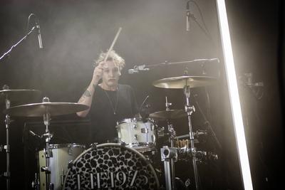 The 1975 The English indie rock band The 1975 performs a live concert at the Danish music festival Skanderborg Festival-stock-foto