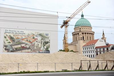 Baustelle Alter Markt Potsdam-stock-foto