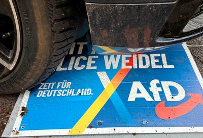 Wahlplakat AfD GER, Berlin,20250226, Plakat der AfD, Alice Weidel *** AfD GER election poster, Berlin,20250226, AfD post-stock-foto