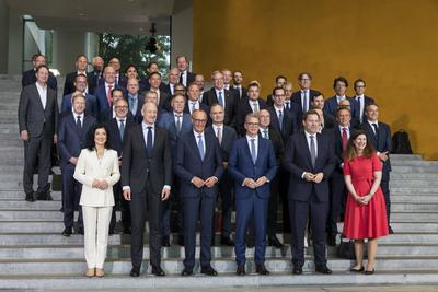 "Made For Germany", Gruppenfoto im Bundeskanzleramt, Berlin, 21.07.2025-stock-foto