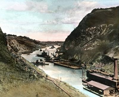 Vulkanismus Durch den Panamakanal Through the Panama Canal canal waterway ships water traffic-stock-foto