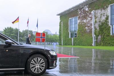 GER, Berlin, Bildtermin bei der Begrue?ung des Ministerpraesidenten des Koenigreichs Norwegen, Jonas Gahr St?re, durch Bundeskanzler Merz ohne militaerischen Ehren, 21.07.2025-stock-foto