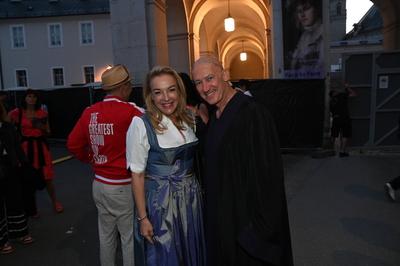 Kristina Hammer, Festspielpr?sidentin,Tobias Moretti, nach der Vorstellung, Der zerbrochne Krug, 2025, Salzburg, Manfred-stock-foto