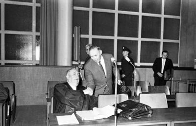 Bildnummer: 55894327  Datum: 21.12.1964  Copyright: imago/United ArchivesOn the trial for war crimes committed at Auschwitz Death Camp , Wilhelm Boger (standing) greets his defence lawyer Dr Rudolf Aschenauer before the start of the session of the Frankfurt Auschwitz trial , which resumed after an on the spot inspection of the former death camp by the judges and others . Boger is one of the 22 defendants charged with the extermination of 2.5 to 4 million persons at the death camp . 21 December 1964 Mono 35mm Transparency !AUFNAHMEDATUM GESCH?TZT! kbdig 1964 quer 20th Century 1960 s 1960s 60 s 60s Sixties WW2 WWII World War Two Court room War crimes racial issues Nazi Nazi s Anti-jewish anti jewish Anti-semitic antisemitic Gestapo  o0 Zweiter Weltkrieg, Krieg, 2., Prozess, Auschwitz, Auschwitzprozess, Kriegsverbrecher 55894327 Date 21 12 1964 Copyright Imago United Archives ON The Trial for was CRIMES Committed AT Auschwitz Death Camp Wilhelm Boger thing greets His Defence lawyer Dr Rudolf AUER ASH Before The Start of The Session of The Frankfurt Auschwitz Trial Which resumed After to ON The Spot Inspection of The Former Death Camp by The Judges and Others Boger IS One of The 22 defendants Charged With The extermination of 2 5 to 4 Million Persons AT The Death Camp 21 December 1964 Mono 35mm Transparency date estimated Kbdig 1964 horizontal 20th Century 1960 S 1960s 60 S 60s Sixties WW2 WWII World was Two Court Room was CRIMES Racial Issues Nazi Nazi S Anti Jewish Anti Jewish Anti Semitic Antisemitic Gestapo o0 Second World War II War 2 Process Auschwitz Auschwitz trial War criminals-stock-photo