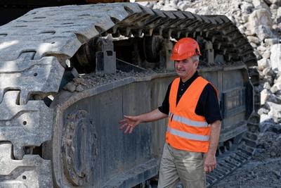 NRW Minister Pinkwart im Sandsteinbruch NRW Wirtschaftsminister Prof Dr Andreas Pinkwart FDP in-stock-foto