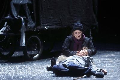 Claus Peymann, Abschied als Intendant auf der Buehne und Ensemble, Schauspieler, letzter Tag im Berliner Ensemble, Theat-stock-foto