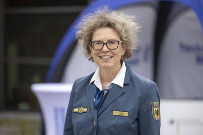 Sabine Lackner (Foto vom 26.08.2023) ist Praesidentin der Bundesanstalt Technisches Hilfswerk (THW) in Bonn. Sie ist die-stock-foto