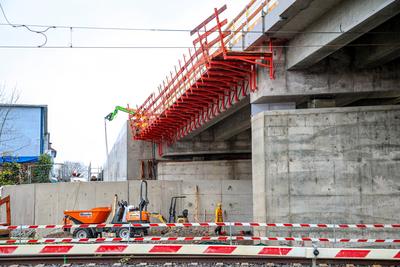 Baustelle der Schlachthofbr?cke der Autobahn A40 in Bochum - Pressetermin der Autobahn GmbH an der Baustelle der Schlach-stock-foto