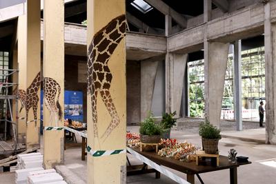 Giraffenanlage-stock-foto