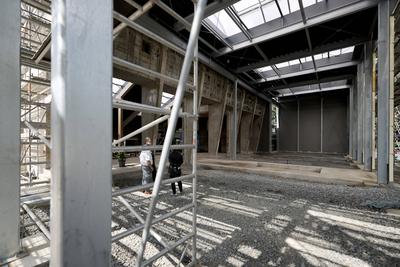 Baustelle der Giraffenanlage im K?lner Zoo-stock-foto