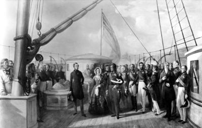 Bildnummer: 55875151  Datum: 01.01.2011  Copyright: imago/United ArchivesMeeting between Louis-Philippe I and Queen Victoria at Le Treport 2 September 1845. Painting by Auguste Francois Biard (1800-1882) - a French genre painter. In September 1843 Queen Victoria crossed the English Channel for the first time. Her destination was Tr?port in north-eastern France, where the Royal party was met by Louis-Philippe, King of the French. From there the Queen was taken by road to the Ch?teau d Eu, the King s country residence. At the end of her five-day stay at Eu, Queen Marie-Am?lie presented Queen Victoria with a fan, recording the arrival on the quayside in Tr?port on 2 September. - Victoria (Alexandrina Victoria; 24 May 1819 - 22 January 1901) was the Queen of the United Kingdom of Great Britain and Ireland from 20 June 1837, and the first Empress of India from 1 May 1876, until her death on 22 January 1901. Her reign lasted 63 years and seven months, longer than that of any other British monarch.. ?TopFoto Mono Print kbdig 2011 quer Royalty Visit Queen Royal party Art artist Painting painter Victoria Albert Bildnummer 55875151 Date 01 01 2011 Copyright Imago United Archives Meeting between Louis Philippe I and Queen Victoria AT Le Treport 2 September 1845 Painting by Auguste Fran?ois Biard 1800 1882 a French Genre painter in September 1843 Queen Victoria crossed The English Channel for The First Time her Destination what Trport in North Eastern France Where The Royal Party what Met by Louis Philippe King of The French from There The Queen what Taken by Road to The Chteau D EU The King S Country Residence AT The End of her Five Day Stay AT EU Queen Marie Amli presented Queen Victoria With a supporter Recording The Arrival ON The Quayside in Trport ON 2 September Victoria Alexandrina Victoria 24 May 1819 22 January 1901 what The Queen of The United Kingdom of Great Britain and Ireland from 20 June 1837 and The First Empress of India from 1 May 1876 Until her Death ON 22 January 1901 her Reign lasted 63 Years and Seven MONTHS longer than Thatcher of Any Other British Monarch TopFoto Mono Print Kbdig 2011 horizontal Royalty Visit Queen Royal Party Art Artist Painting painter Victoria Albert-stock-photo