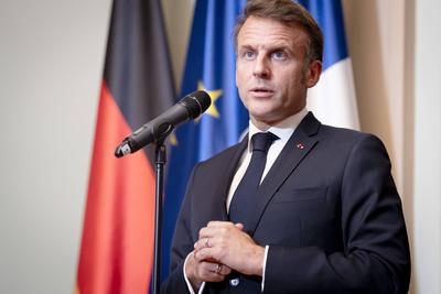 Villa Borsig, Pr?sident, Emmanuel Macron, Bundeskanzler, Friedrich Merz-stock-foto