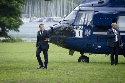 Villa Borsig, Pr?sident, Emmanuel Macron, Bundeskanzler, Friedrich Merz-stock-foto