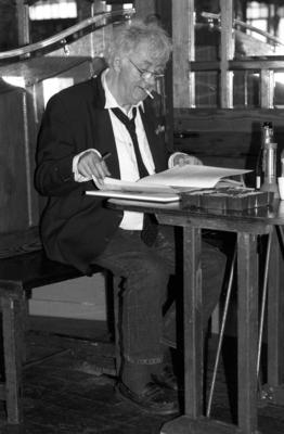 Horst Janssen (K?nstler) 10/91 pp Horst Janssen auf der Buchmesse Frankfurt im Oktober 1991 Mann Kunst Malerei Autor Li-stock-foto