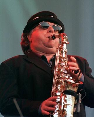 27/ Konzert 98: Van Morrison, voc, Musik, Songwriter, Saxophon, sax, S?nger, Liedermacher, Sonnenbrille, Hut, Open Air,-stock-foto