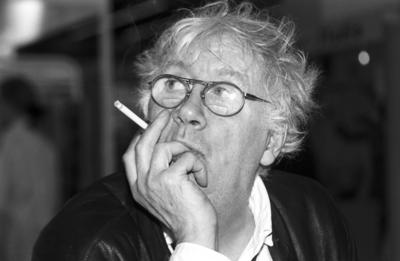 Horst Janssen (K?nstler) 10/94 pp Mann Kunst Malerei Autor Literatur Hamburg Oldenburg Brille quer Portr?t sitzend aufg-stock-foto