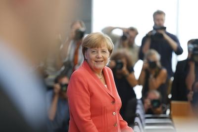 31.08.2015,Berlin,Deutschland,GER,Haus der Bundespressekonferenz,Bundeskanzler Dr. Angela Merkel gibt Ihre Sommerpresse-stock-foto