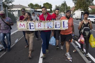 refugees at closed EU-border, Horgos-Roszke, Serbia SERBIEN, 15.09.2015, Horgos. Abriegelung der gruenen EU-Aussengrenz-stock-photo