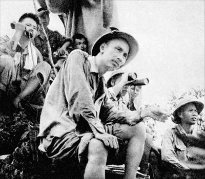 RECORD DATE NOT STATED Vietnam: Ho Chi Minh at a military command post in northern Tonkin during the First Indochina War-stock-photo