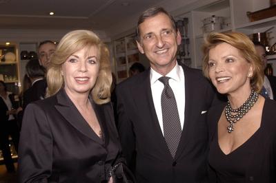 Schauspielerin Christiane Kr?ger (li., GER) mit Schauspielerin Uschi Glas (GER) und ihrem Ehemann Dieter Hermann (GER)-stock-photo