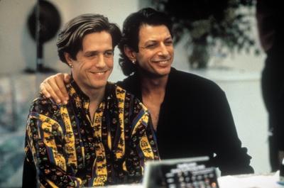 NEUN MONATE Nine Months USA 1995 Szene mit HUGH GRANT als Samuel Faulkner und JEFF GOLDBLUM als-stock-foto