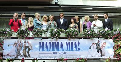 Benny Andersson, Pierce Brosnan, Amanda Seyfried, Meryl Streep, Agnetha F?ltskog, HSH Princess Anni-Frid Reuss, Christin-stock-photo