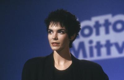 Terri Garber (Schauspielerin) 06/88 h?r Terri Garber im Juni 1988 in der Kulisse von Lotto am Mittwoch , ZDF US USA amer-stock-foto