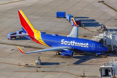 Luftbild Southwest Airlines Boeing 737-700 Flugzeug Flughafen Orlando, USA-stock-foto