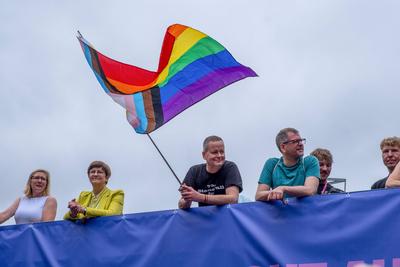 Demonstration "Nie wieder still!" zum Christopher-Street-Day-stock-foto