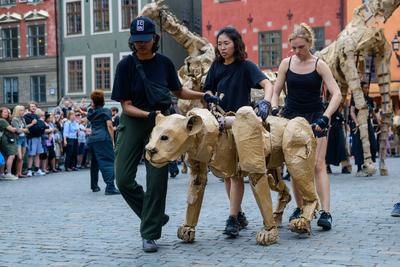 stockholm, sweden, 26 july 2025, performance of the group the herd in front of the nobel prize museum in the old town ga-stock-foto