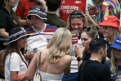BoxPark Wembley Women's Euros Final Fanzone-stock-foto