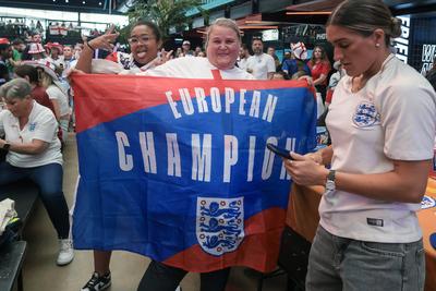 BoxPark Wembley Women's Euros Final Fanzone-stock-foto