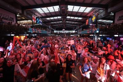 BoxPark Wembley Women's Euros Final Fanzone-stock-foto