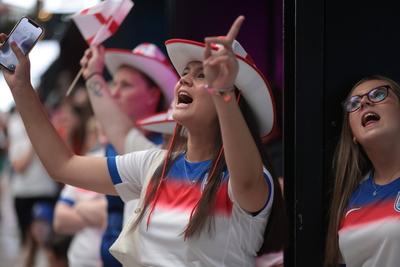 BoxPark Wembley Women's Euros Final Fanzone-stock-foto