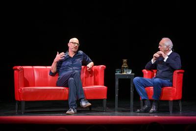 2025 - Lesung "Termin mit Schmidt", zwischen Harald Schmidt und Joachim Meyerhoff, im Stadttheater Gmunden, im Rahmen der Salzkammergut Festwochen Gmunden, am 27.07.2025.-stock-foto