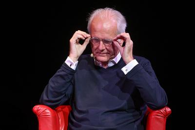 2025 - Lesung "Termin mit Schmidt", zwischen Harald Schmidt und Joachim Meyerhoff, im Stadttheater Gmunden, im Rahmen der Salzkammergut Festwochen Gmunden, am 27.07.2025.-stock-foto
