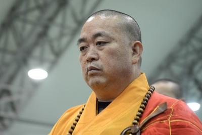 Abbot of the Shaolin Temple Shi Yongxin attending the Shaolin Cultural Festival London 2014 in Lo-stock-foto